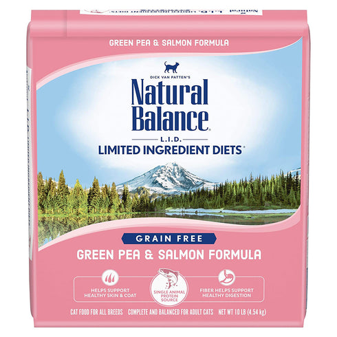 Natural Balance L.I.D. Limited Ingredient Diets Green Pea & Salmon Dry Cat Food 10lb - Poudre Pet and Feed Supply
